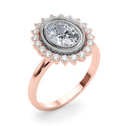 Enchanted Center Oval Diamond Engagement Ring in 10K/14K gold and platinum with certified lab-grown or natural diamonds