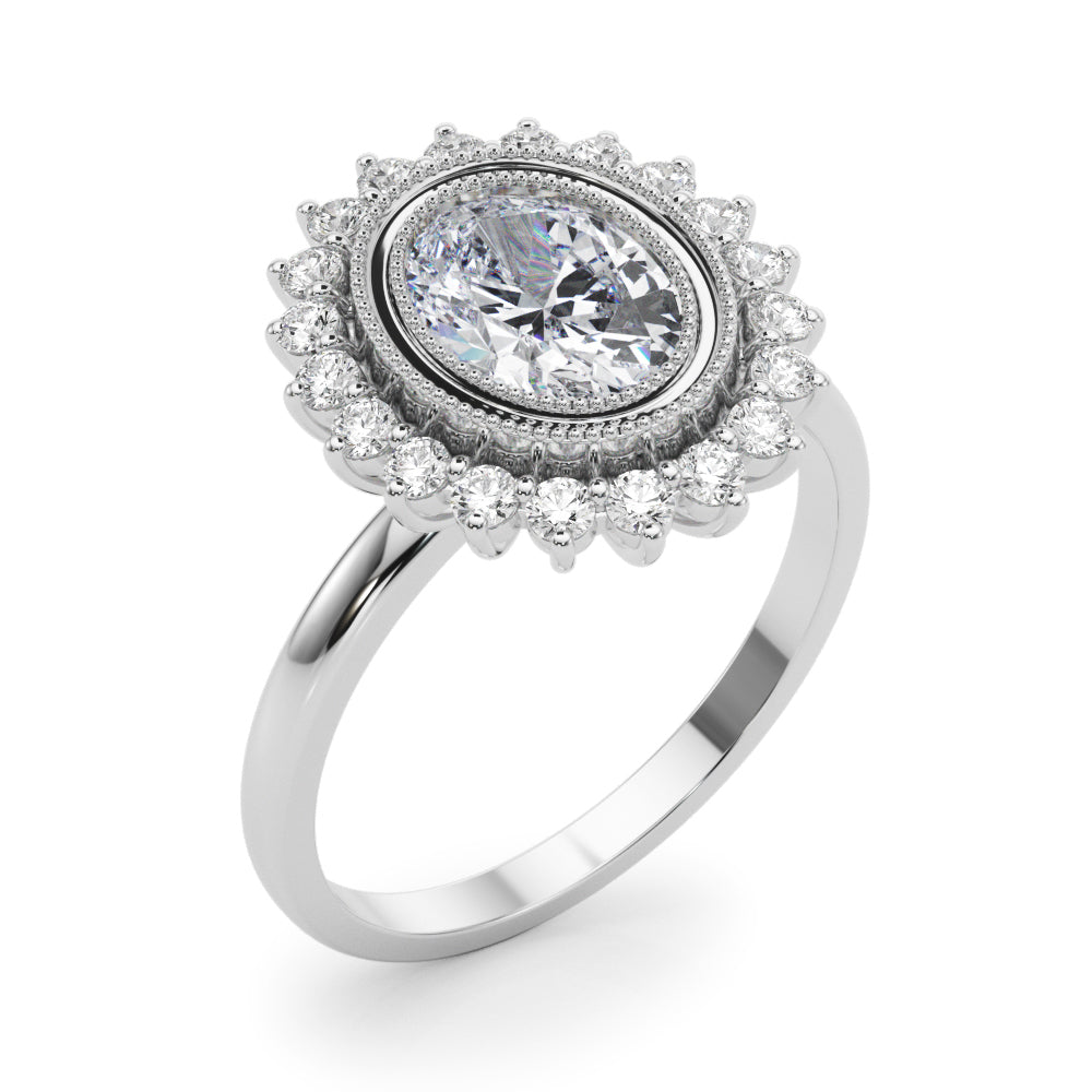 Enchanted Center Oval Diamond Engagement Ring in 10K/14K gold and platinum with certified lab-grown or natural diamonds