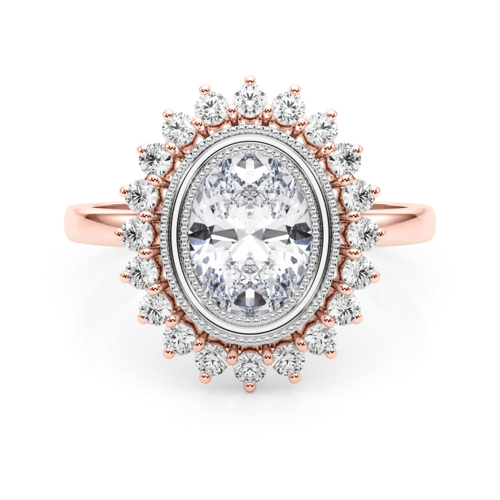 Enchanted Center Oval Diamond Engagement Ring in 10K/14K gold and platinum with certified lab-grown or natural diamonds