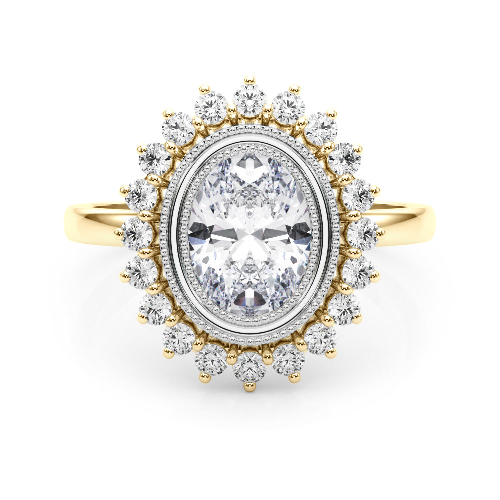 Enchanted Center Oval Diamond Engagement Ring in 10K/14K gold and platinum with certified lab-grown or natural diamonds