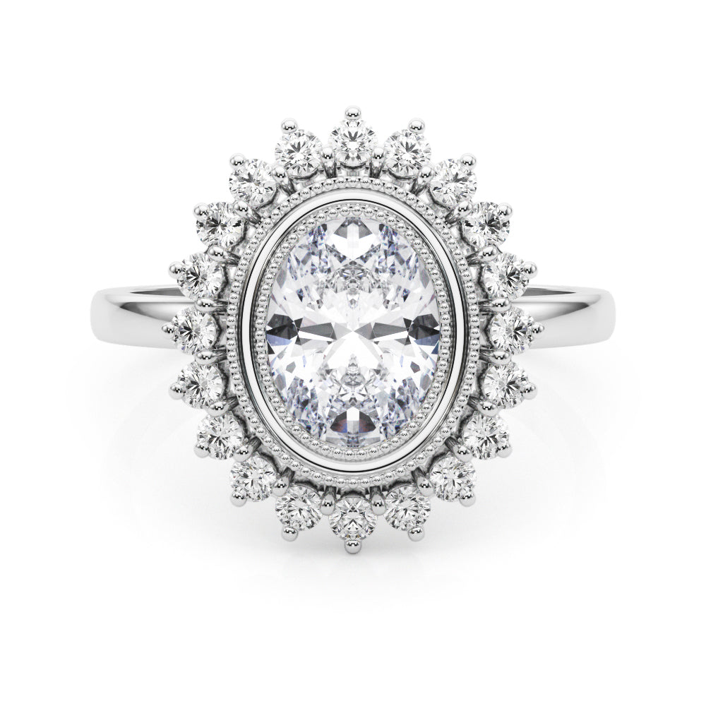 Enchanted Center Oval Diamond Engagement Ring in 10K/14K gold and platinum with certified lab-grown or natural diamonds