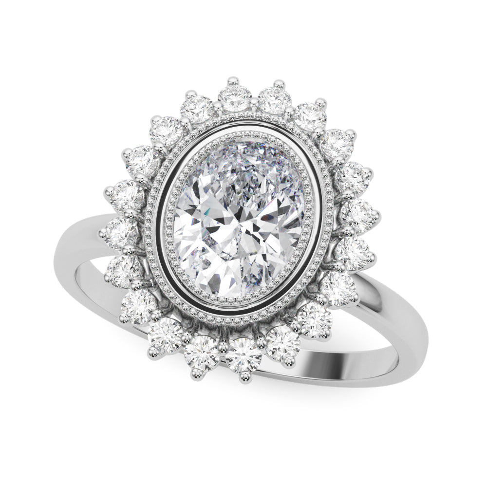 Enchanted Center Oval Diamond Engagement Ring in 10K/14K gold and platinum with certified lab-grown or natural diamonds