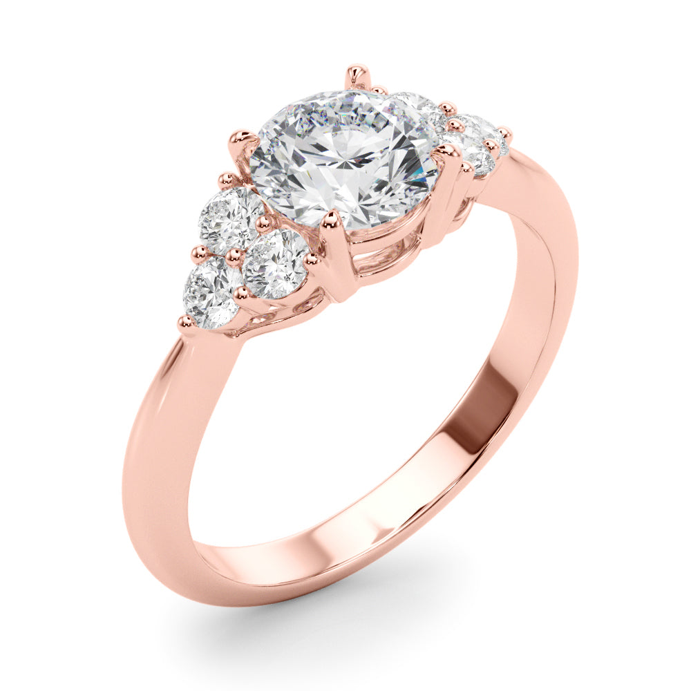 Celestial Diamond Eng Ring Round Diamond Engagement Ring in 10K/14K gold and platinum with certified lab-grown or natural diamonds