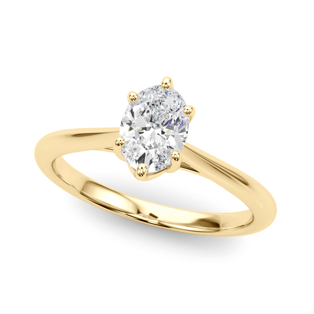 Crowned Solitaire Ovals Oval Diamond Engagement Ring in 10K/14K gold and platinum with certified lab-grown or natural diamonds