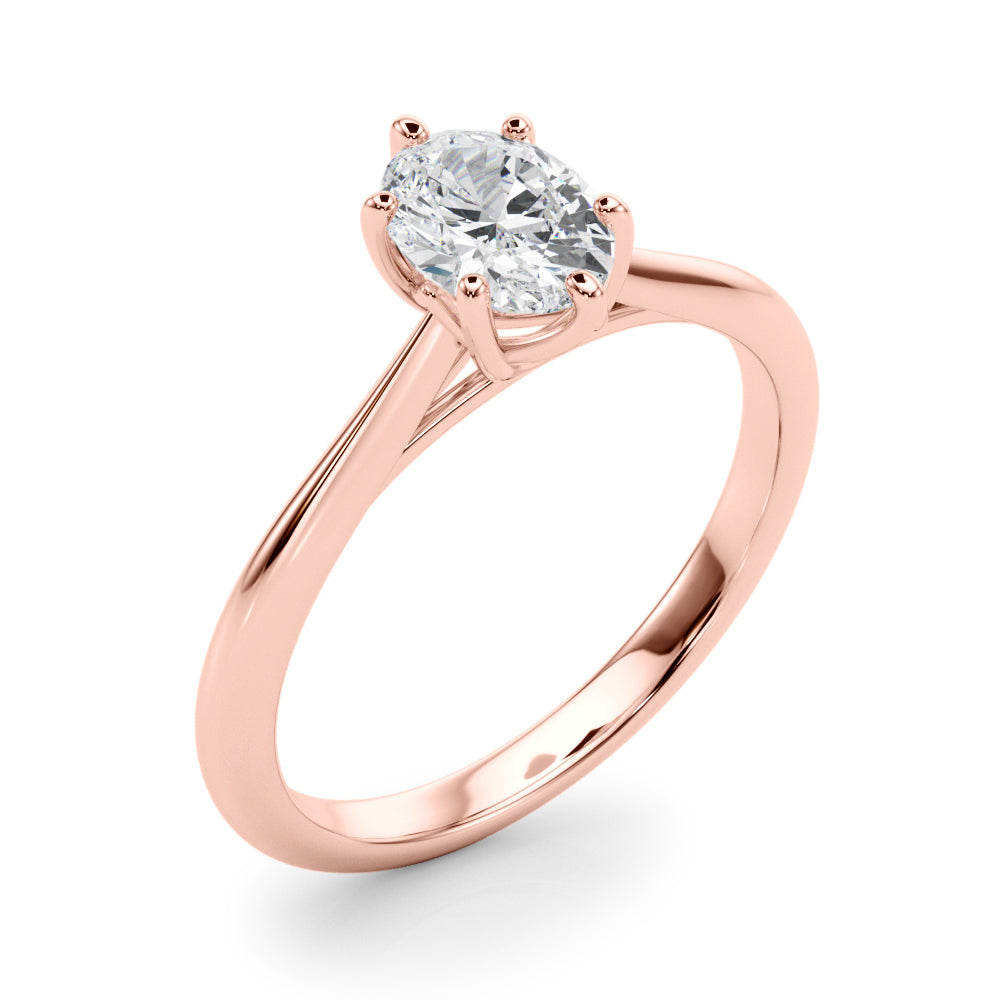 Crowned Solitaire Ovals Oval Diamond Engagement Ring in 10K/14K gold and platinum with certified lab-grown or natural diamonds