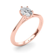Crowned Solitaire Ovals Oval Diamond Engagement Ring in 10K/14K gold and platinum with certified lab-grown or natural diamonds