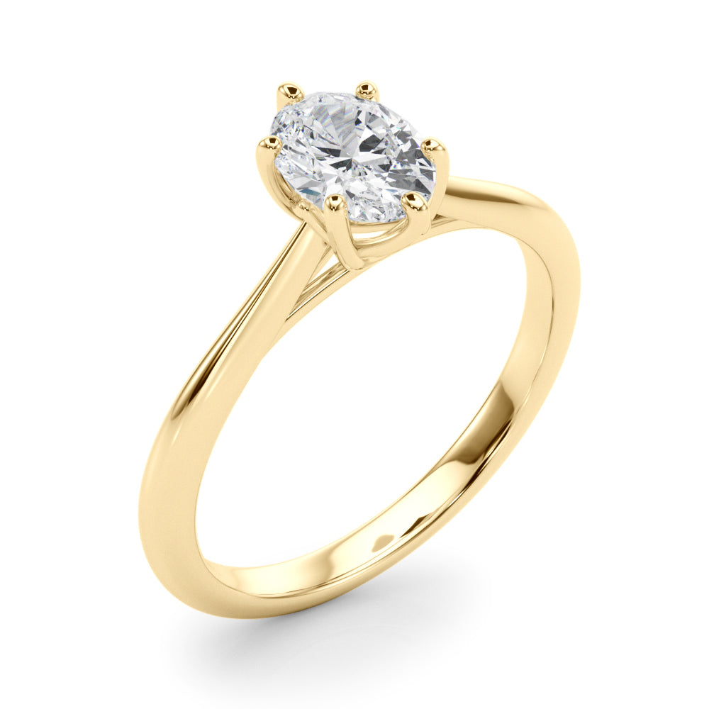 Crowned Solitaire Ovals Oval Diamond Engagement Ring in 10K/14K gold and platinum with certified lab-grown or natural diamonds