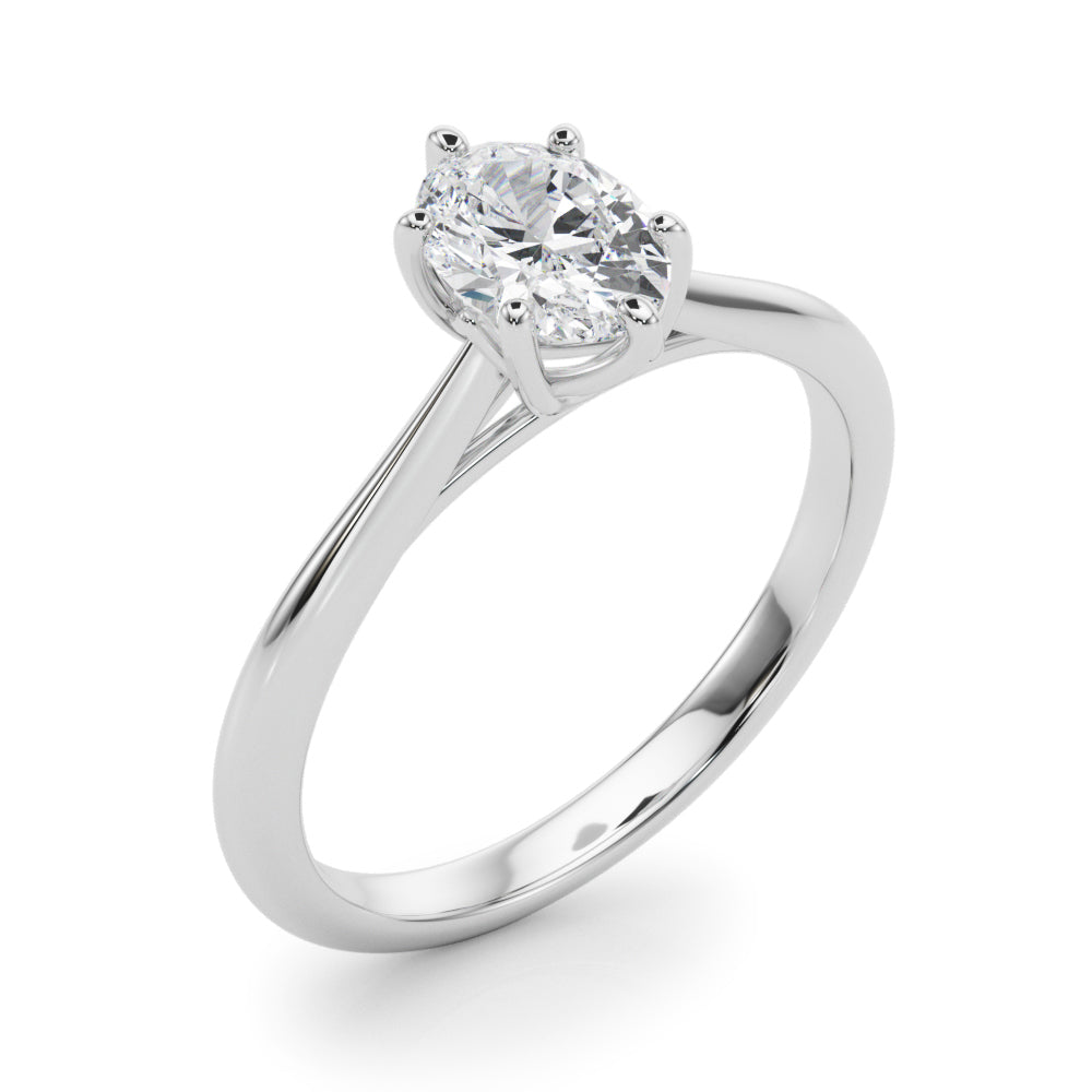 Crowned Solitaire Ovals Oval Diamond Engagement Ring in 10K/14K gold and platinum with certified lab-grown or natural diamonds