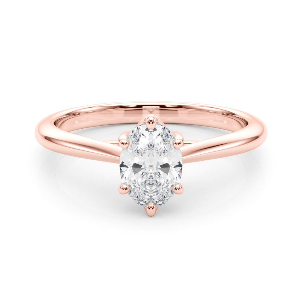 Crowned Solitaire Ovals Oval Diamond Engagement Ring in 10K/14K gold and platinum with certified lab-grown or natural diamonds