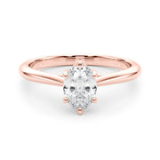 Crowned Solitaire Ovals Oval Diamond Engagement Ring in 10K/14K gold and platinum with certified lab-grown or natural diamonds