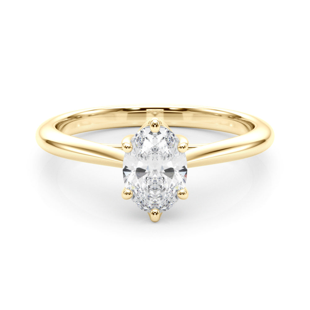 Crowned Solitaire Ovals Oval Diamond Engagement Ring in 10K/14K gold and platinum with certified lab-grown or natural diamonds