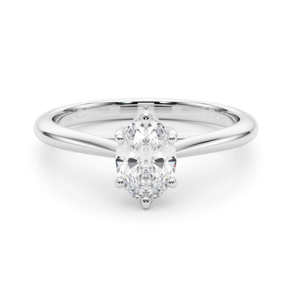 Crowned Solitaire Ovals Oval Diamond Engagement Ring in 10K/14K gold and platinum with certified lab-grown or natural diamonds