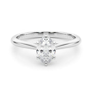 Crowned Solitaire Ovals Oval Diamond Engagement Ring in 10K/14K gold and platinum with certified lab-grown or natural diamonds