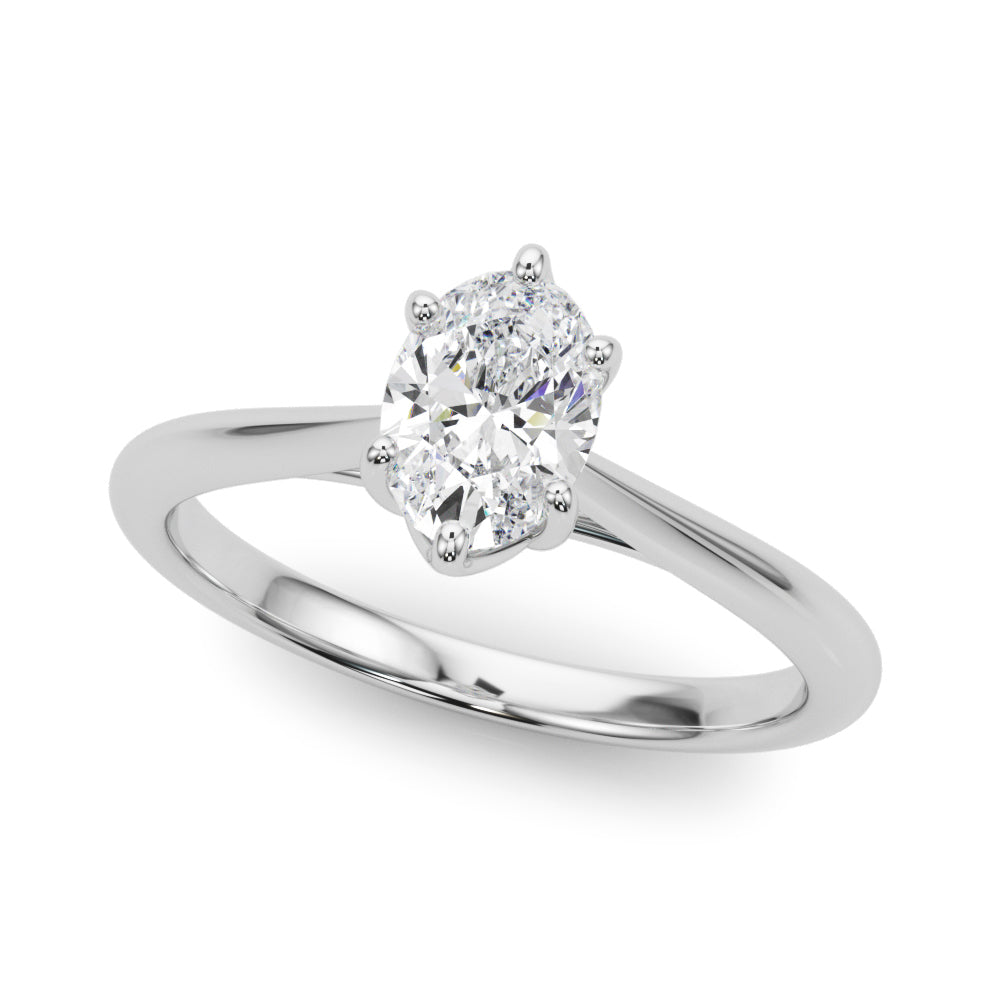 Crowned Solitaire Ovals Oval Diamond Engagement Ring in 10K/14K gold and platinum with certified lab-grown or natural diamonds