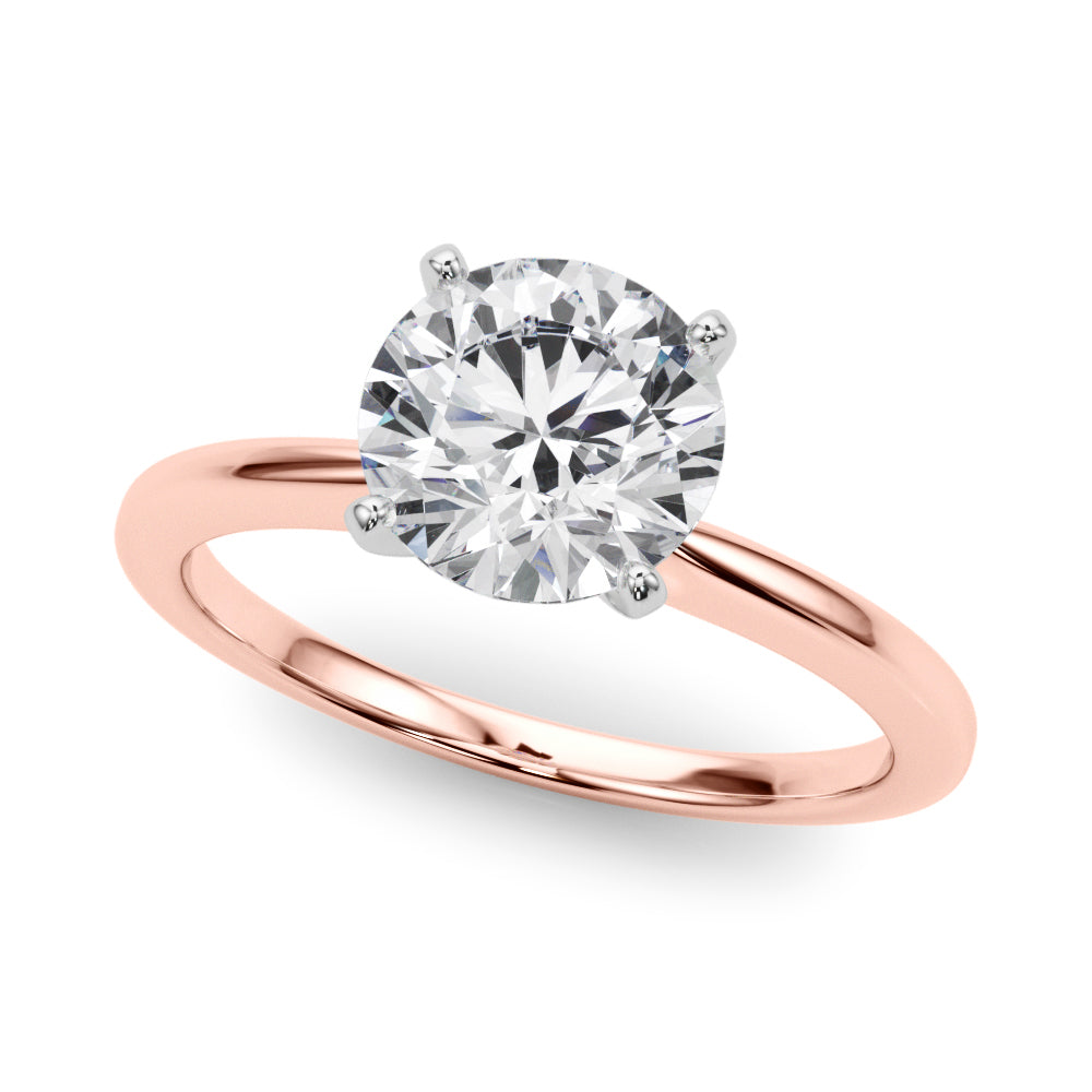 Refined Solitaire For Peg Head Round Diamond Engagement Ring in 10K/14K gold and platinum with certified lab-grown or natural diamonds