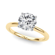 Refined Solitaire For Peg Head Round Diamond Engagement Ring in 10K/14K gold and platinum with certified lab-grown or natural diamonds