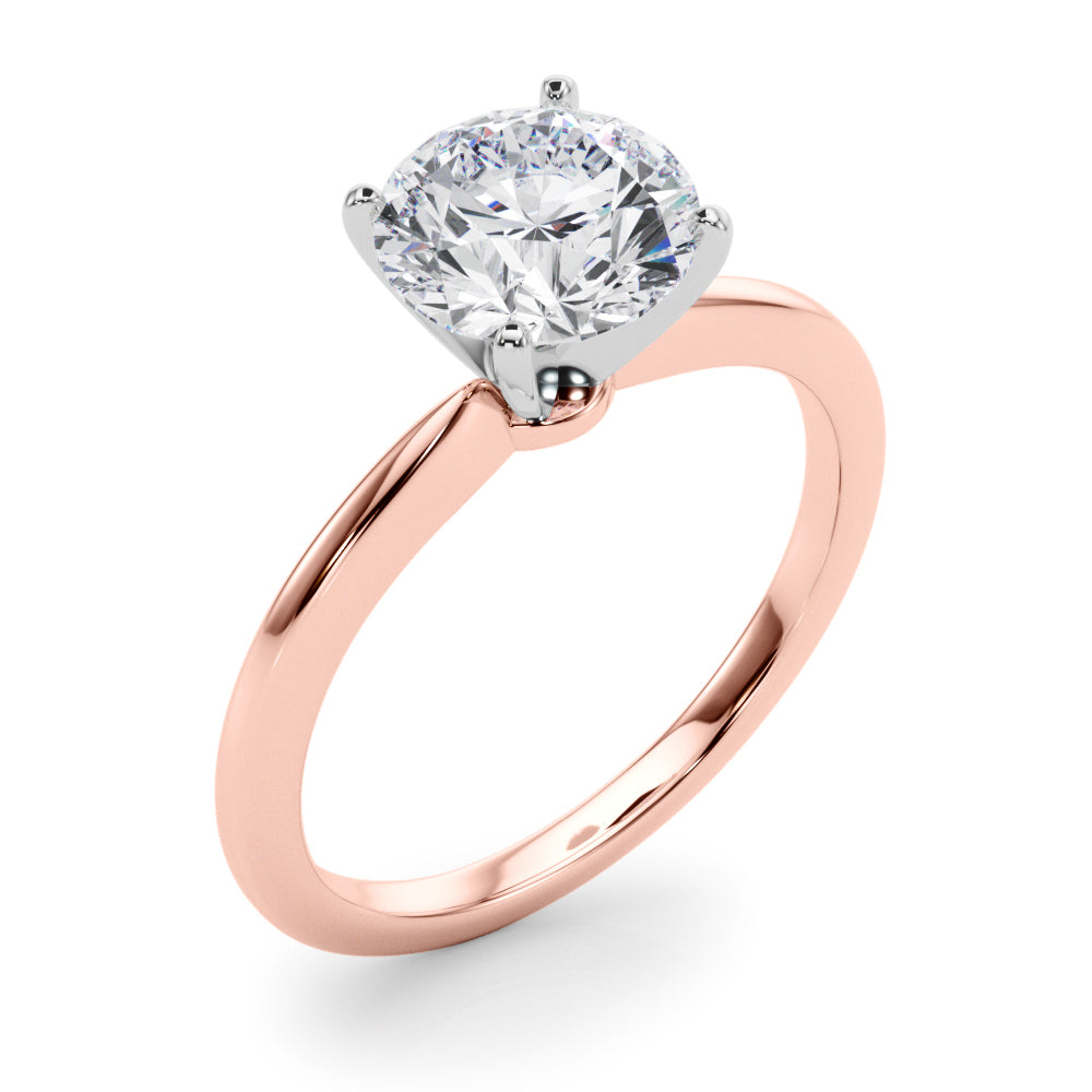 Refined Solitaire For Peg Head Round Diamond Engagement Ring in 10K/14K gold and platinum with certified lab-grown or natural diamonds