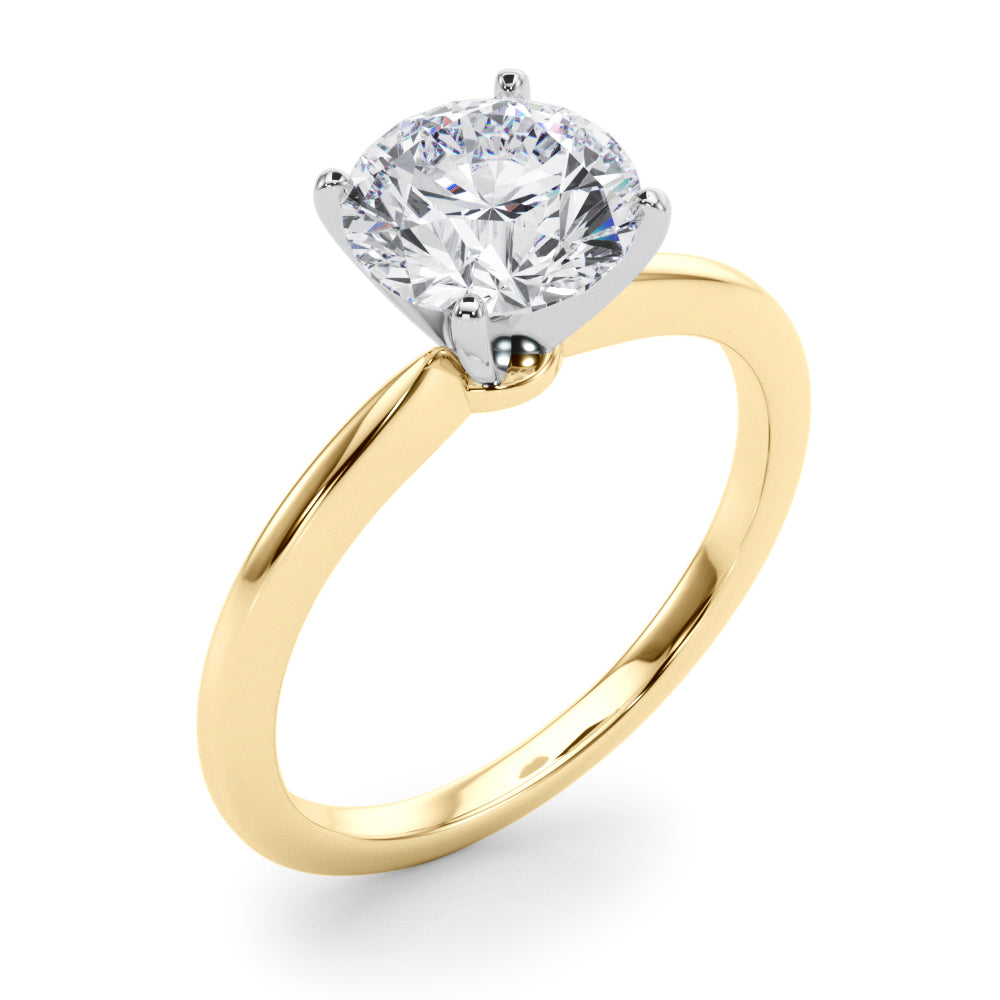 Refined Solitaire For Peg Head Round Diamond Engagement Ring in 10K/14K gold and platinum with certified lab-grown or natural diamonds