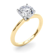 Refined Solitaire For Peg Head Round Diamond Engagement Ring in 10K/14K gold and platinum with certified lab-grown or natural diamonds