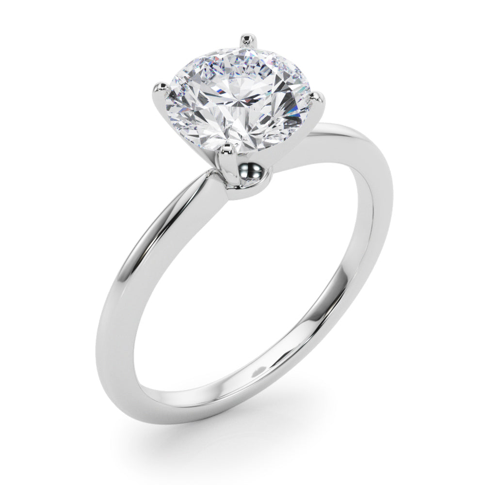 Refined Solitaire For Peg Head Round Diamond Engagement Ring in 10K/14K gold and platinum with certified lab-grown or natural diamonds