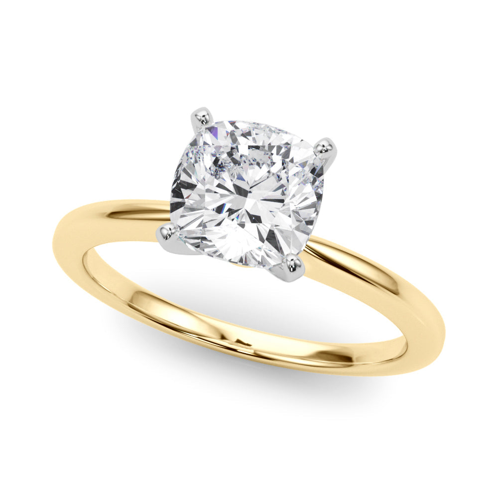 Refined Solitaire For Peg Head Round Diamond Engagement Ring in 10K/14K gold and platinum with certified lab-grown or natural diamonds