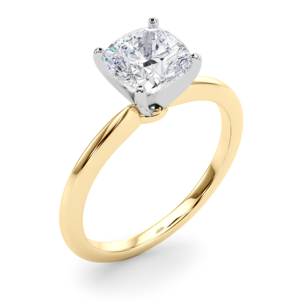 Refined Solitaire For Peg Head Round Diamond Engagement Ring in 10K/14K gold and platinum with certified lab-grown or natural diamonds