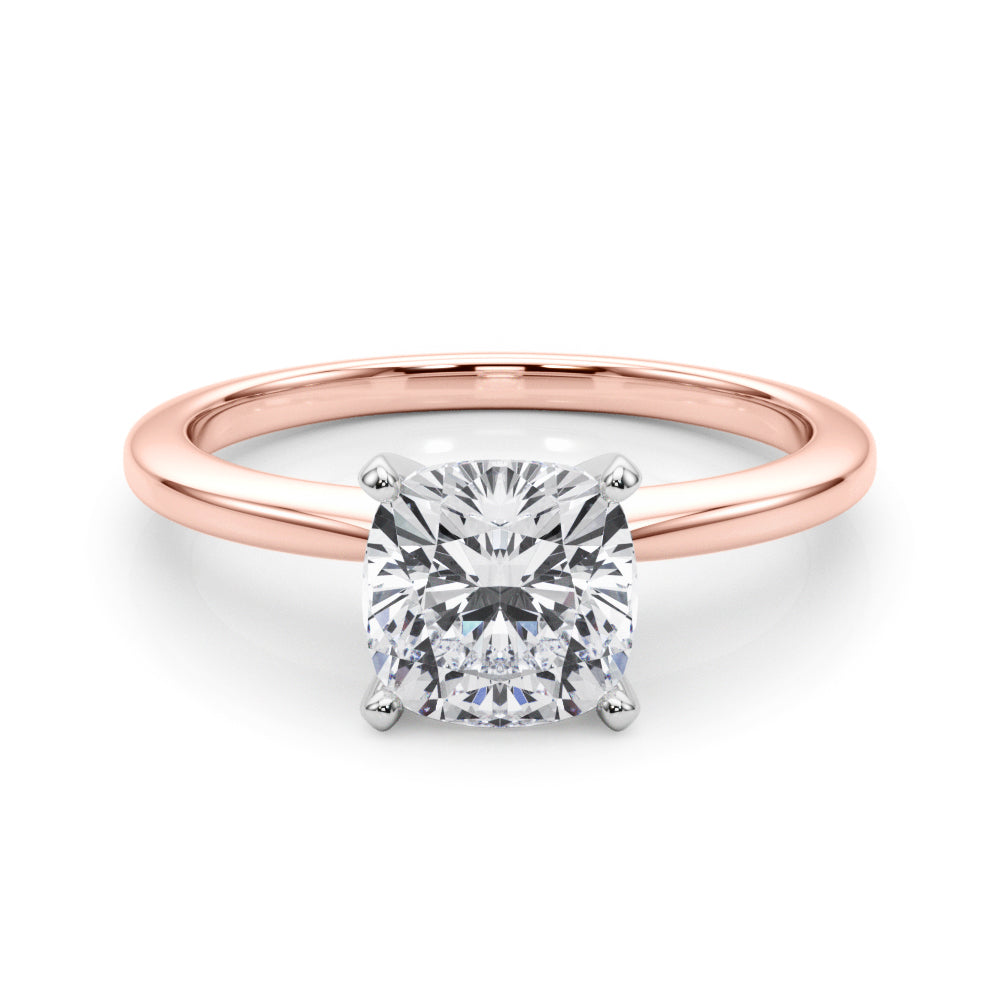 Refined Solitaire For Peg Head Round Diamond Engagement Ring in 10K/14K gold and platinum with certified lab-grown or natural diamonds