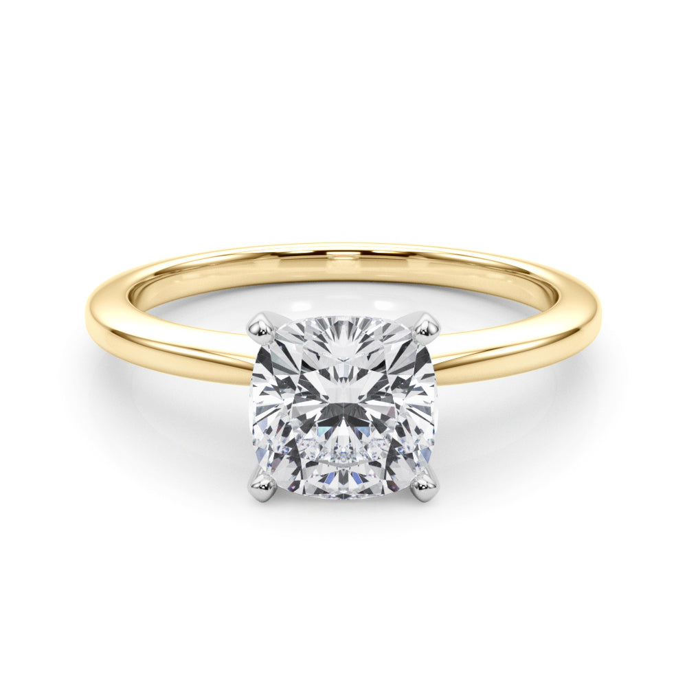 Refined Solitaire For Peg Head Round Diamond Engagement Ring in 10K/14K gold and platinum with certified lab-grown or natural diamonds