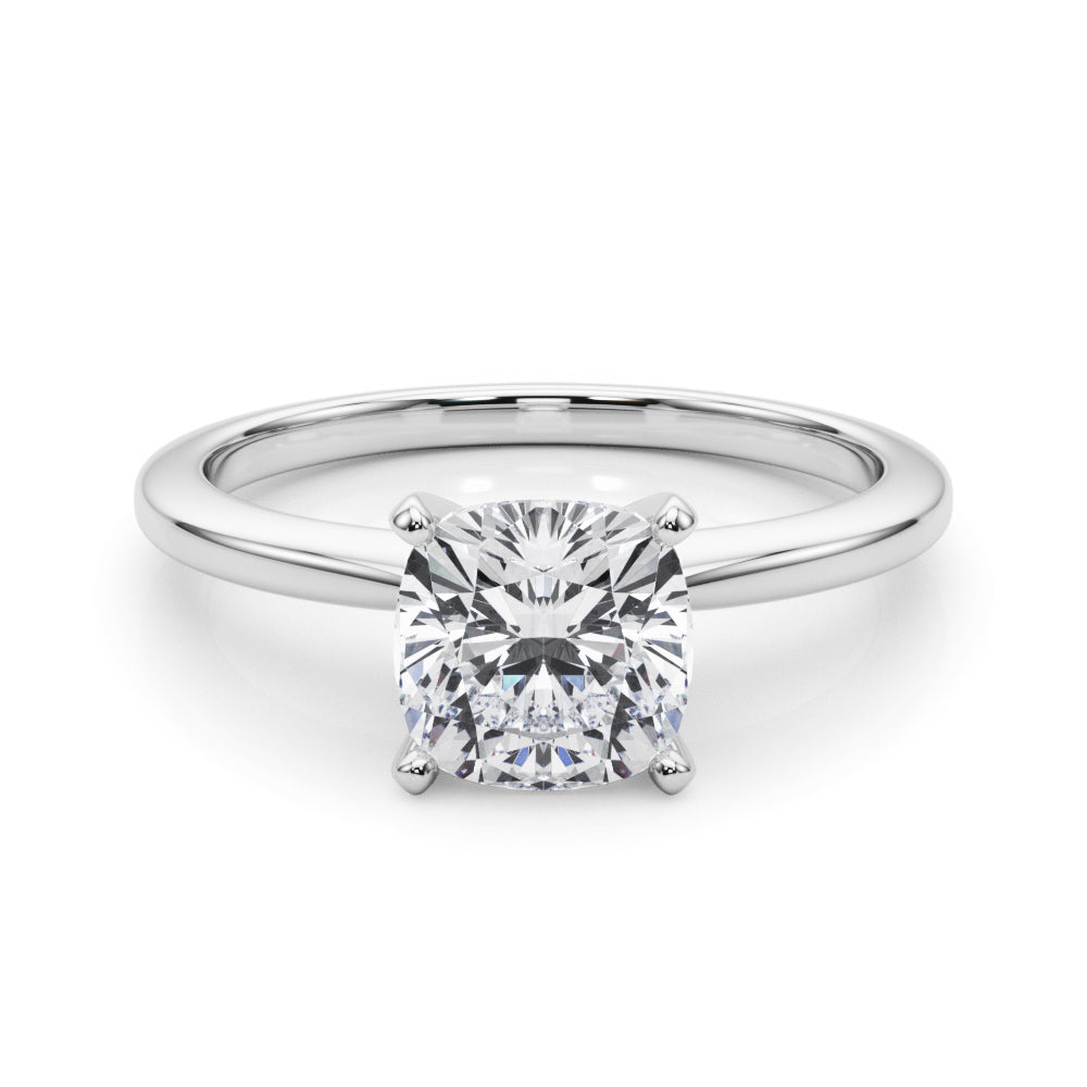 Refined Solitaire For Peg Head Round Diamond Engagement Ring in 10K/14K gold and platinum with certified lab-grown or natural diamonds