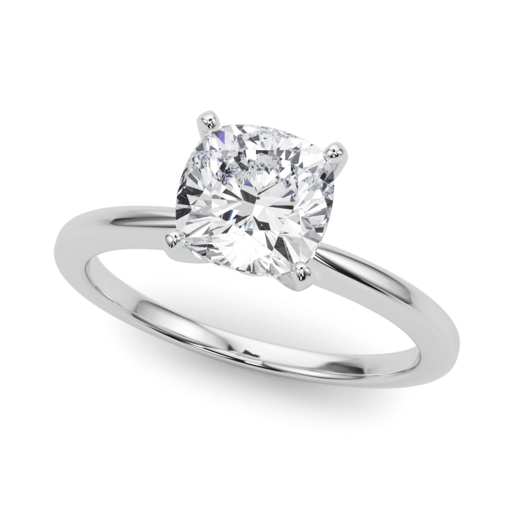 Refined Solitaire For Peg Head Round Diamond Engagement Ring in 10K/14K gold and platinum with certified lab-grown or natural diamonds