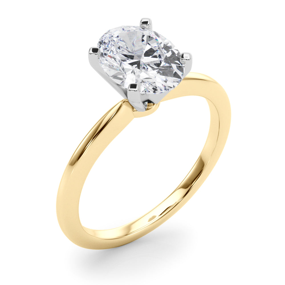 Refined Solitaire For Peg Head Round Diamond Engagement Ring in 10K/14K gold and platinum with certified lab-grown or natural diamonds