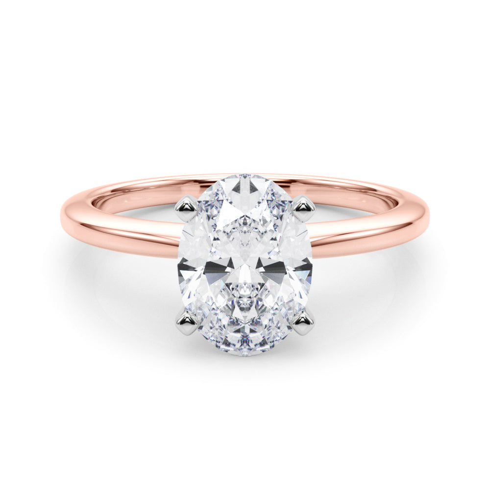 Refined Solitaire For Peg Head Round Diamond Engagement Ring in 10K/14K gold and platinum with certified lab-grown or natural diamonds