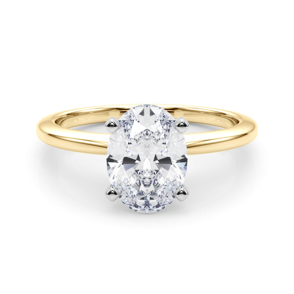 Refined Solitaire For Peg Head Round Diamond Engagement Ring in 10K/14K gold and platinum with certified lab-grown or natural diamonds