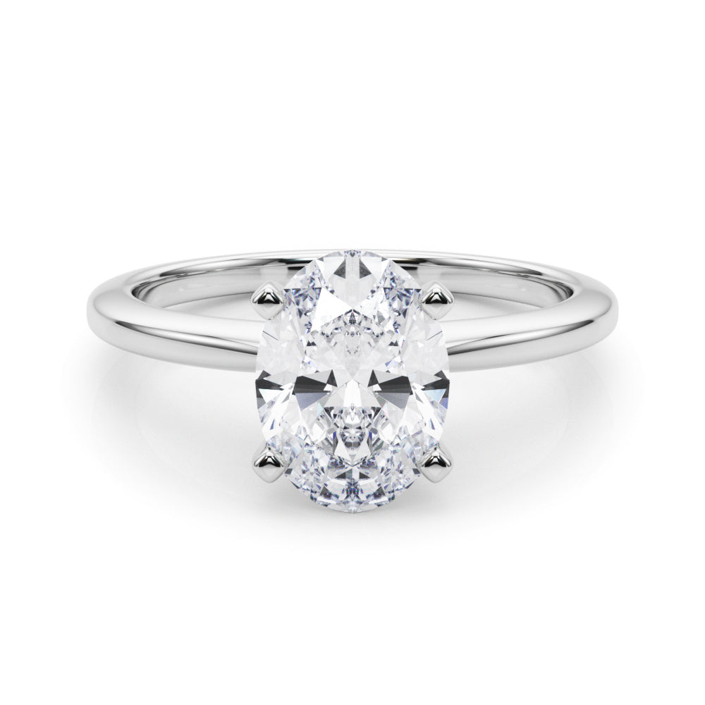 Refined Solitaire For Peg Head Round Diamond Engagement Ring in 10K/14K gold and platinum with certified lab-grown or natural diamonds