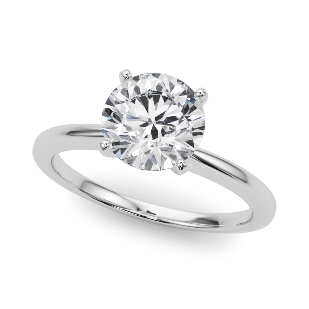 Refined Solitaire For Peg Head Round Diamond Engagement Ring in 10K/14K gold and platinum with certified lab-grown or natural diamonds