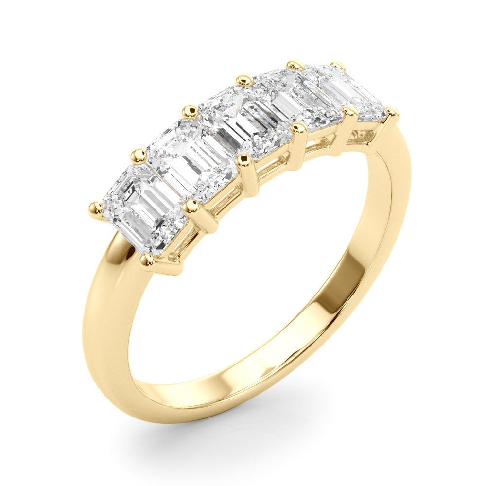 5-Stone Emerald Cut Half Eternity Ring in Gold & Platinum