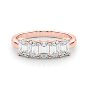 5-Stone Emerald Cut Half Eternity Ring in Gold & Platinum