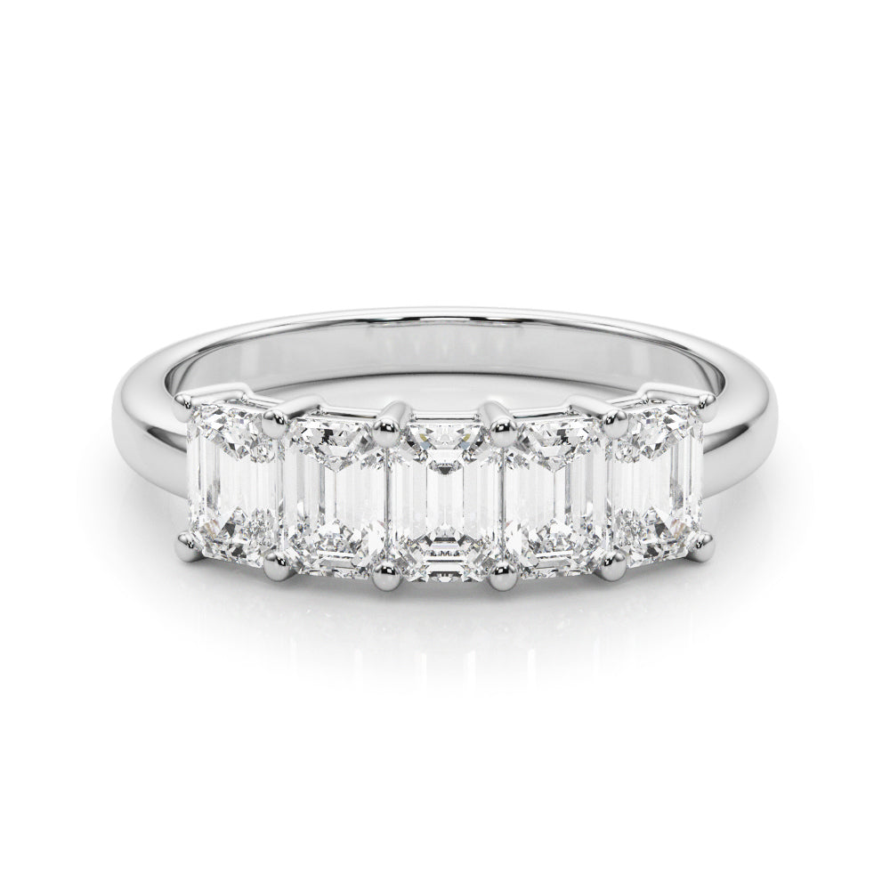 5-Stone Emerald Cut Half Eternity Ring in Gold & Platinum