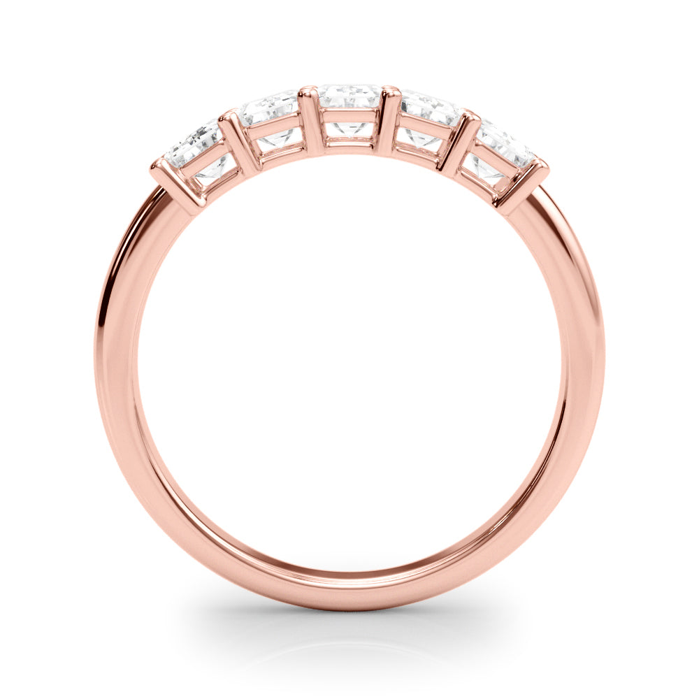5-Stone Emerald Cut Half Eternity Ring in Gold & Platinum