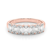 7-Stone Emerald Cut Half Eternity Ring in Gold & Platinum