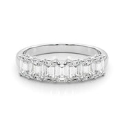 7-Stone Emerald Cut Half Eternity Ring in Gold & Platinum