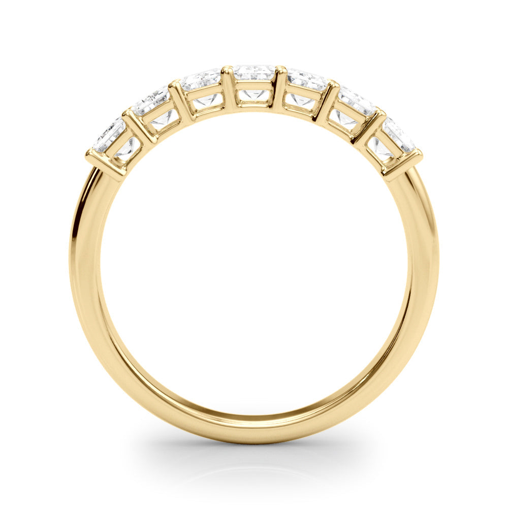 7-Stone Emerald Cut Half Eternity Ring in Gold & Platinum