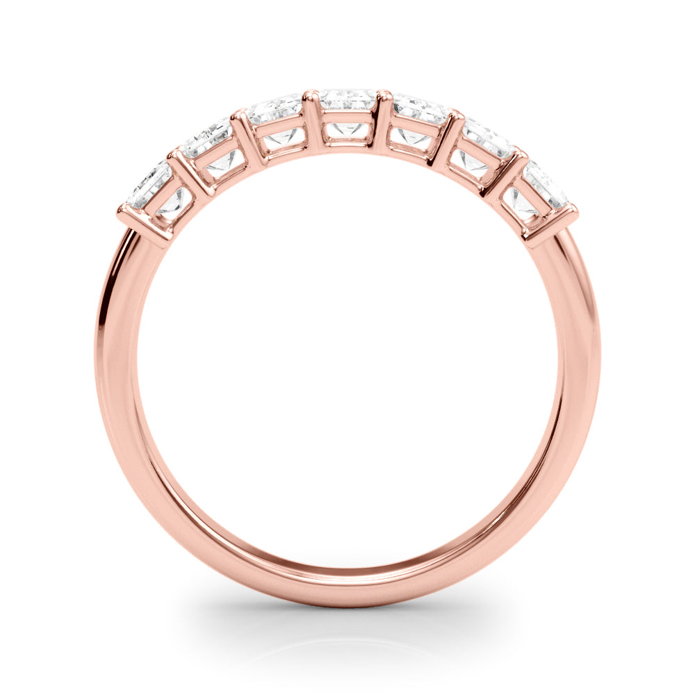 7-Stone Emerald Cut Half Eternity Ring in Gold & Platinum