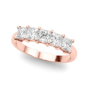 5-Stone Princess Cut Half Eternity Ring in Gold & Platinum
