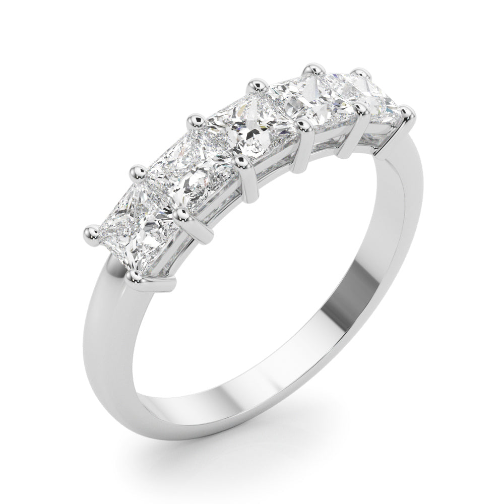 5-Stone Princess Cut Half Eternity Ring in Gold & Platinum