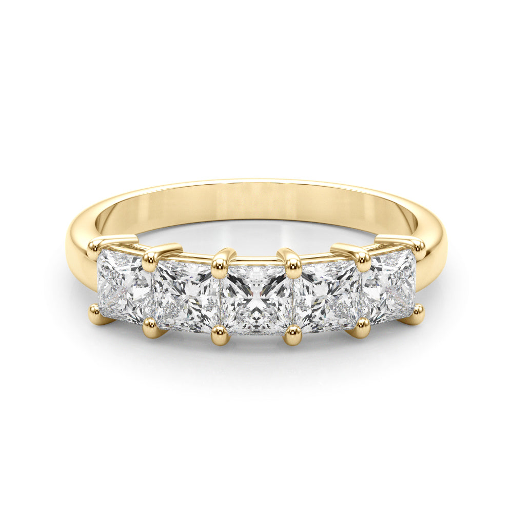 5-Stone Princess Cut Half Eternity Ring in Gold & Platinum