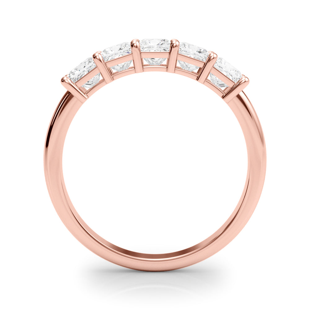 5-Stone Princess Cut Half Eternity Ring in Gold & Platinum