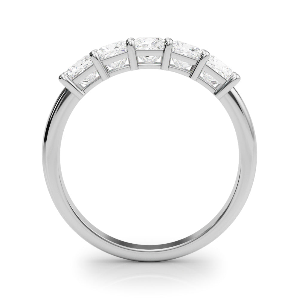 5-Stone Princess Cut Half Eternity Ring in Gold & Platinum