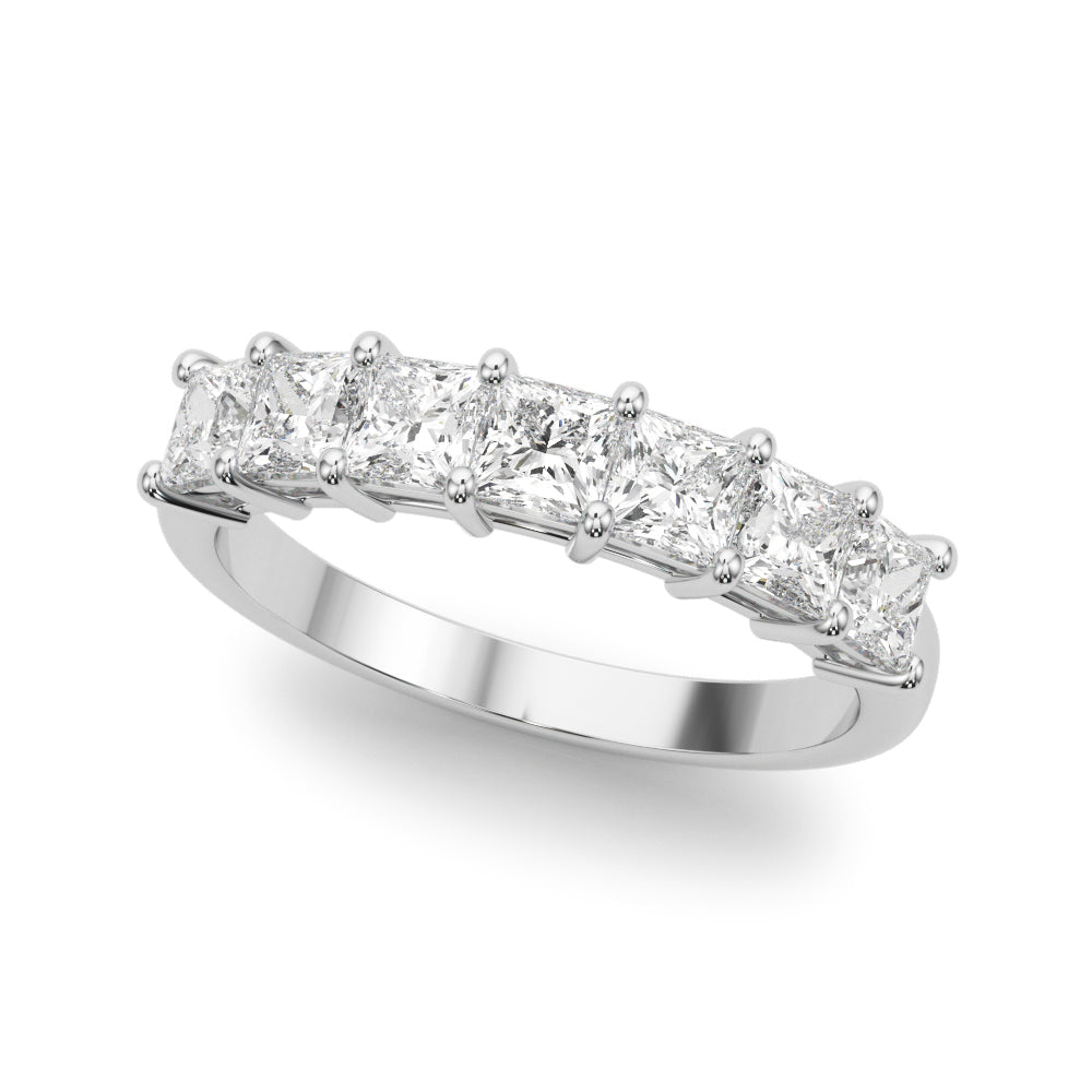 Shared Prong Princess Cut Half Eternity Ring in Gold & Platinum