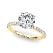 Lustrous 51162 Shank Round Diamond Engagement Ring in 10K/14K gold and platinum with certified lab-grown or natural diamonds